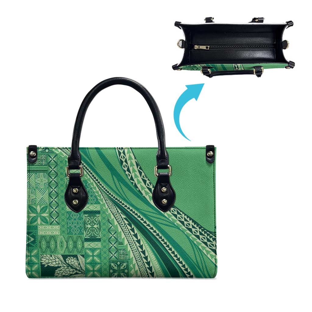Pasifika Women's Day - Samoa Siapo Malu Tattoo Inspired Leather Bag Jade
