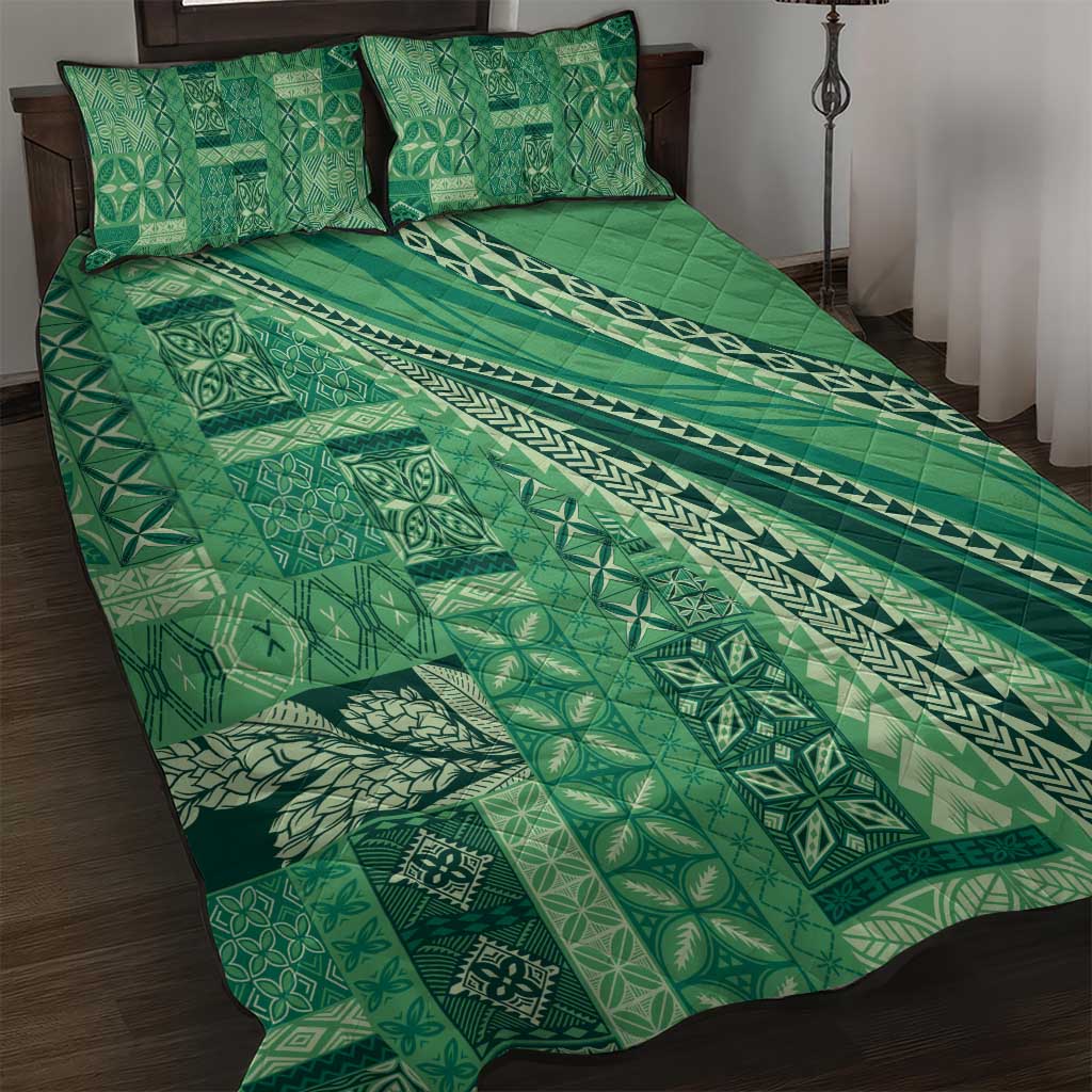 Pasifika Women's Day - Samoa Siapo Malu Tattoo Inspired Quilt Bed Set Jade