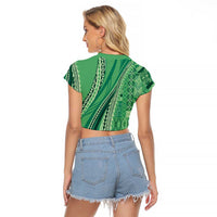 Pasifika Women's Day - Samoa Siapo Malu Tattoo Inspired Raglan Cropped T Shirt Jade