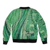 Pasifika Women's Day - Samoa Siapo Malu Tattoo Inspired Sleeve Zip Bomber Jacket Jade LT7 - Polynesian Pride