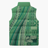 Pasifika Women's Day - Samoa Siapo Malu Tattoo Inspired Sleeveless Puffer Jacket Jade
