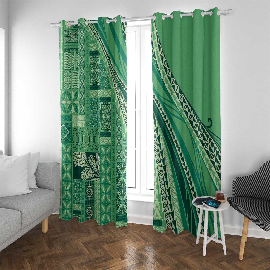 Pasifika Women's Day - Samoa Siapo Malu Tattoo Inspired Window Curtain Jade