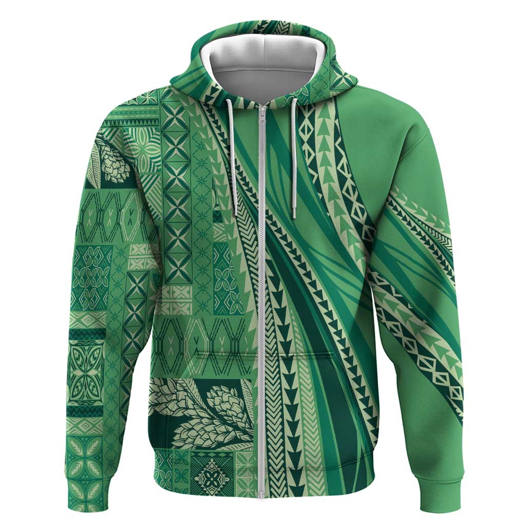 Pasifika Women's Day - Samoa Siapo Malu Tattoo Inspired Zip Hoodie Jade