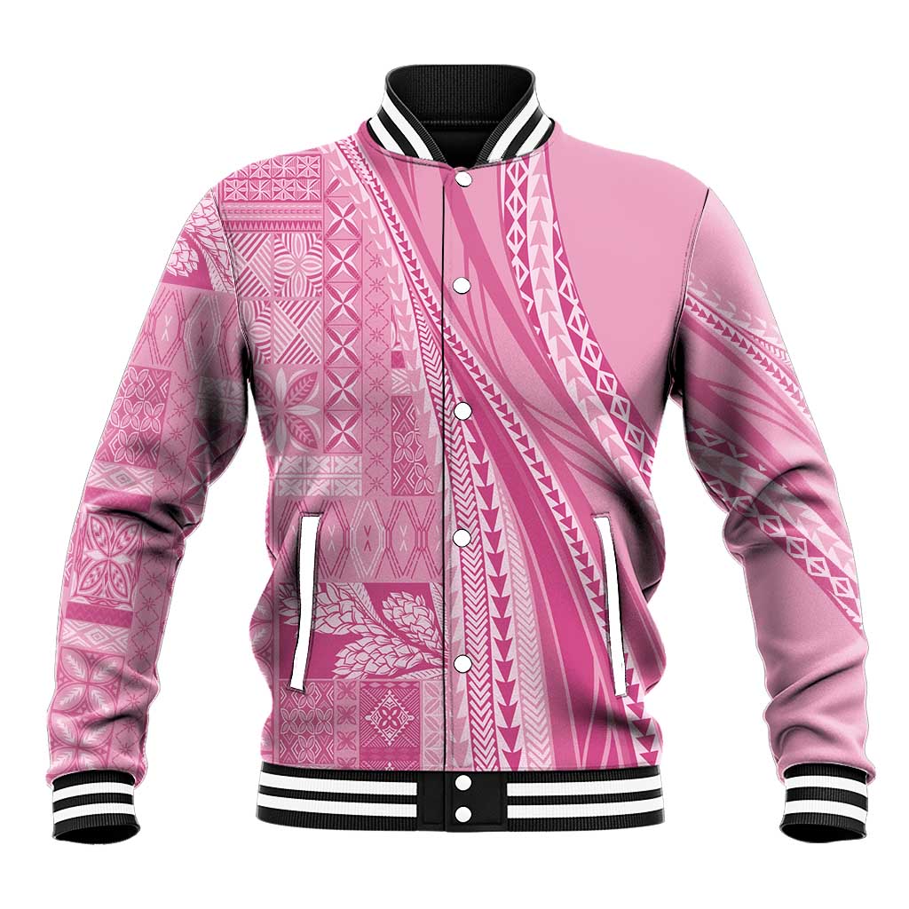 Pasifika Women's Day - Samoa Siapo Malu Tattoo Inspired Baseball Jacket Pink