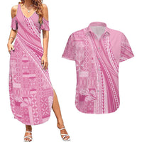 Pasifika Women's Day - Samoa Siapo Malu Tattoo Inspired Couples Matching Summer Maxi Dress and Hawaiian Shirt Pink LT7 Pink - Polynesian Pride