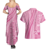 Pasifika Women's Day - Samoa Siapo Malu Tattoo Inspired Couples Matching Summer Maxi Dress and Hawaiian Shirt Pink LT7 - Polynesian Pride