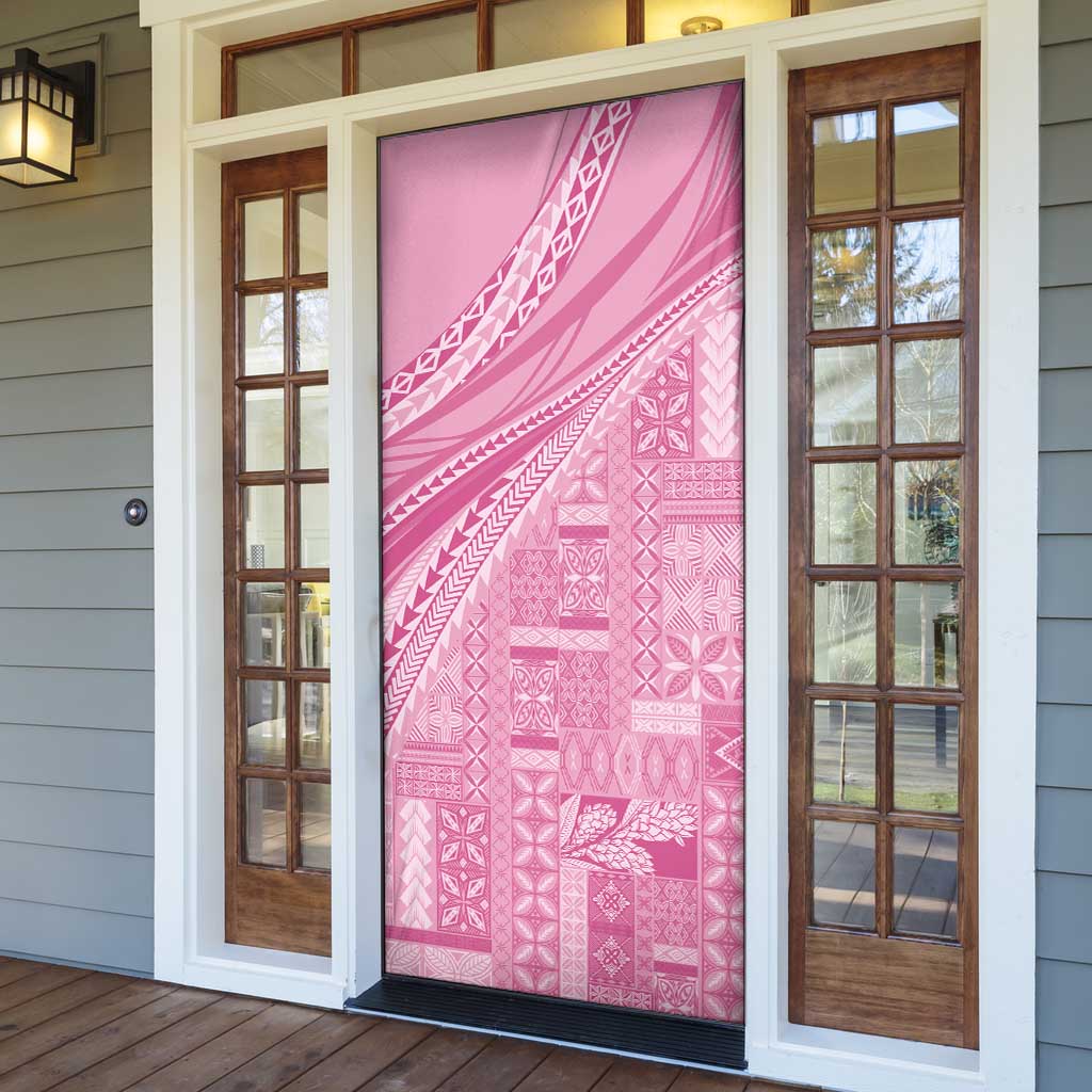 Pasifika Women's Day - Samoa Siapo Malu Tattoo Inspired Door Cover Pink LT7 - Polynesian Pride