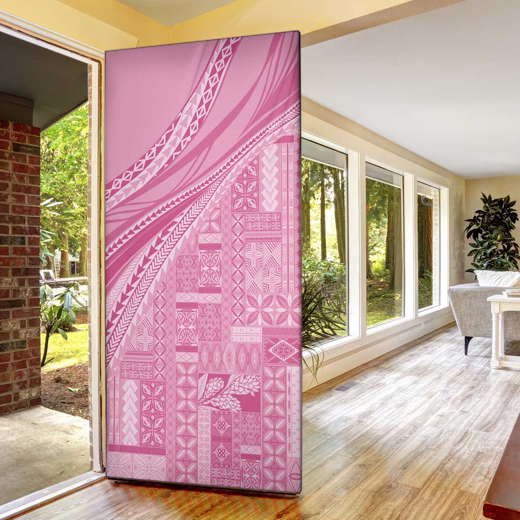 Pasifika Women's Day - Samoa Siapo Malu Tattoo Inspired Door Cover Pink LT7 - Polynesian Pride