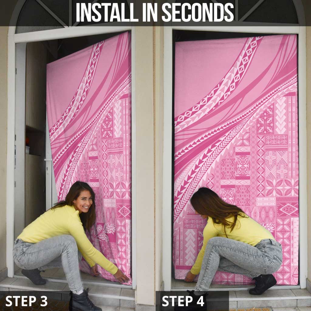 Pasifika Women's Day - Samoa Siapo Malu Tattoo Inspired Door Cover Pink LT7 - Polynesian Pride