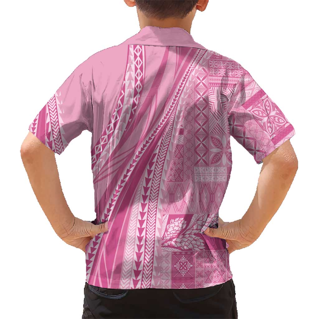 Pasifika Women's Day - Samoa Siapo Malu Tattoo Inspired Family Matching Mermaid Dress and Hawaiian Shirt Pink LT7 - Polynesian Pride