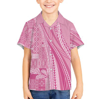 Pasifika Women's Day - Samoa Siapo Malu Tattoo Inspired Family Matching Mermaid Dress and Hawaiian Shirt Pink LT7 Son's Shirt Pink - Polynesian Pride
