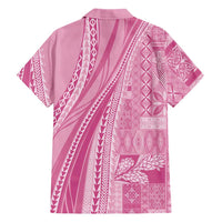 Pasifika Women's Day - Samoa Siapo Malu Tattoo Inspired Family Matching Off Shoulder Short Dress and Hawaiian Shirt Pink