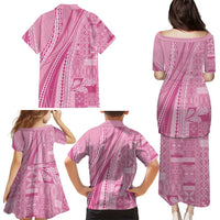 Pasifika Women's Day - Samoa Siapo Malu Tattoo Inspired Family Matching Puletasi and Hawaiian Shirt Pink