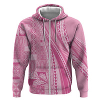 Pasifika Women's Day - Samoa Siapo Malu Tattoo Inspired Hoodie Pink LT7 Zip Hoodie Pink - Polynesian Pride