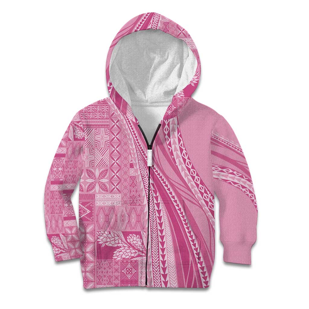 Pasifika Women's Day - Samoa Siapo Malu Tattoo Inspired Kid Hoodie Pink LT7 Zip Hoodie Pink - Polynesian Pride