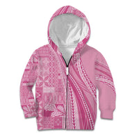 Pasifika Women's Day - Samoa Siapo Malu Tattoo Inspired Kid Hoodie Pink LT7 Zip Hoodie Pink - Polynesian Pride
