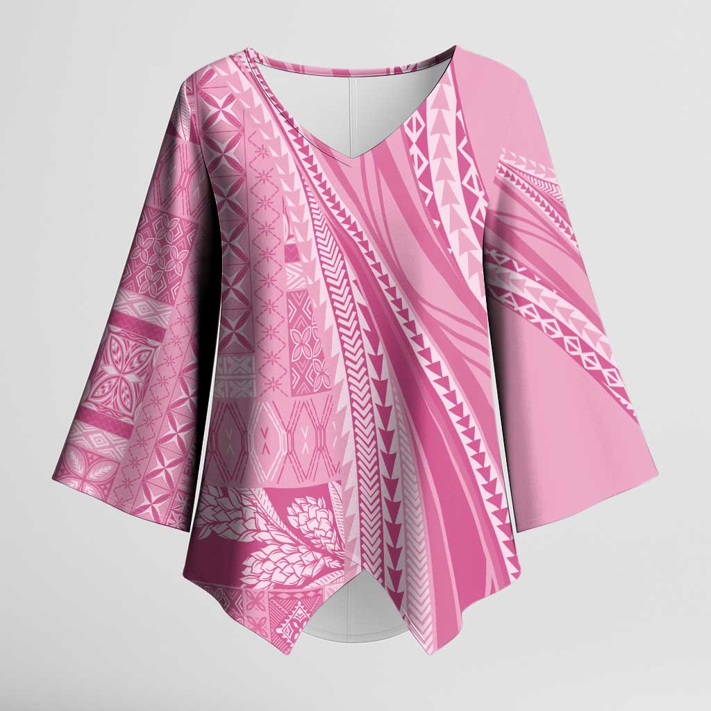 Pasifika Women's Day - Samoa Siapo Malu Tattoo Inspired Kimono Sleeve Blouse Pink