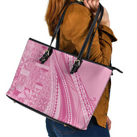 Pasifika Women's Day - Samoa Siapo Malu Tattoo Inspired Leather Tote Bag Pink LT7 - Polynesian Pride