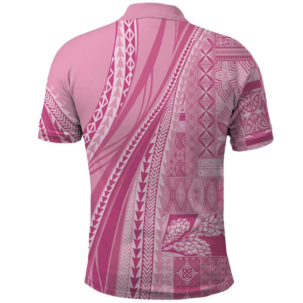 Pasifika Women's Day - Samoa Siapo Malu Tattoo Inspired Polo Shirt Pink LT7 - Polynesian Pride
