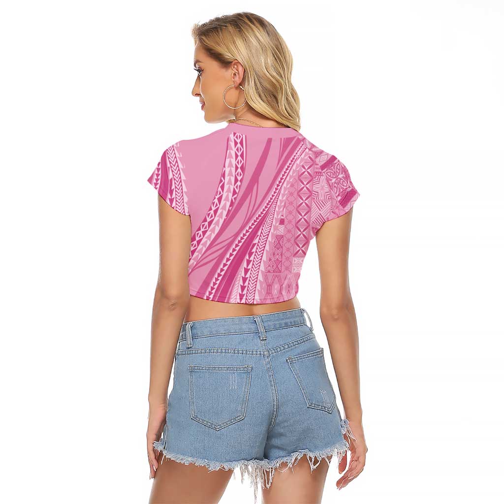 Pasifika Women's Day - Samoa Siapo Malu Tattoo Inspired Raglan Cropped T Shirt Pink LT7 - Polynesian Pride
