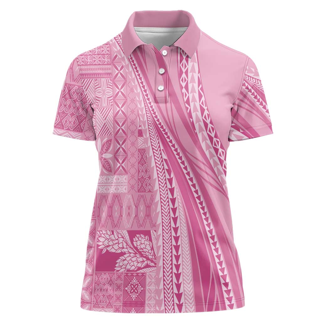 Pasifika Women's Day - Samoa Siapo Malu Tattoo Inspired Women Polo Shirt Pink
