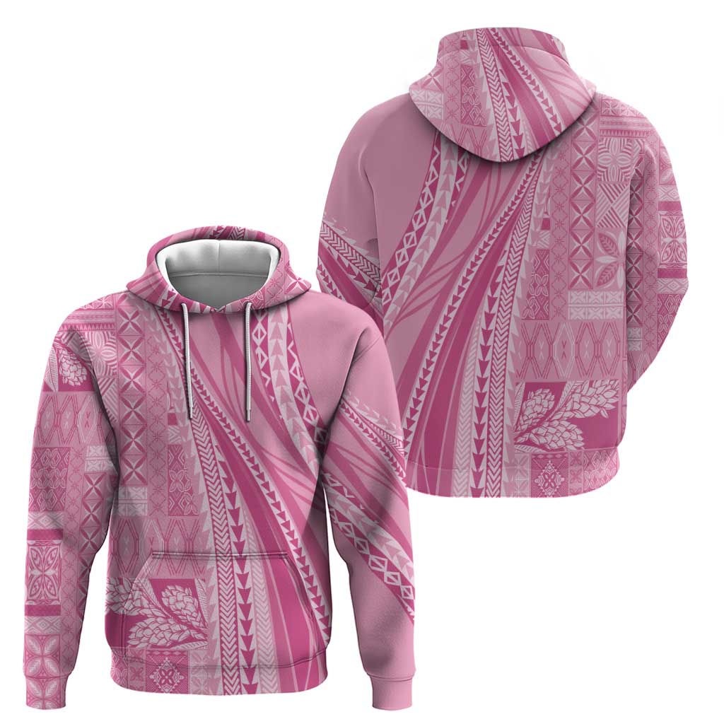 Pasifika Women's Day - Samoa Siapo Malu Tattoo Inspired Zip Hoodie Pink LT7 - Polynesian Pride
