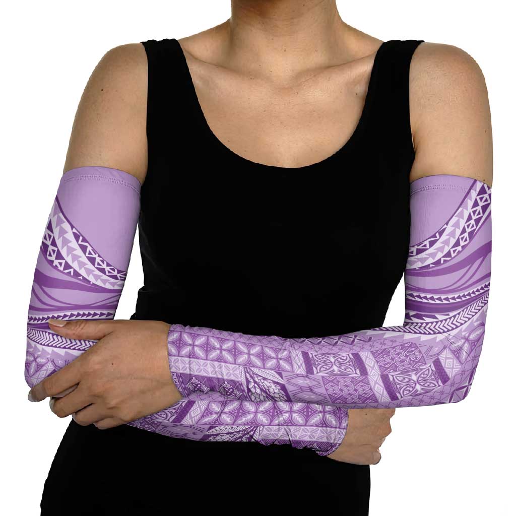 Pasifika Women's Day - Samoa Siapo Malu Tattoo Inspired Arm Sleeves Lavender LT7 - Polynesian Pride