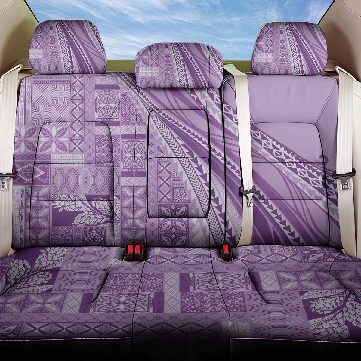 Pasifika Women's Day - Samoa Siapo Malu Tattoo Inspired Back Car Seat Cover Lavender LT7 One Size Lavender - Polynesian Pride