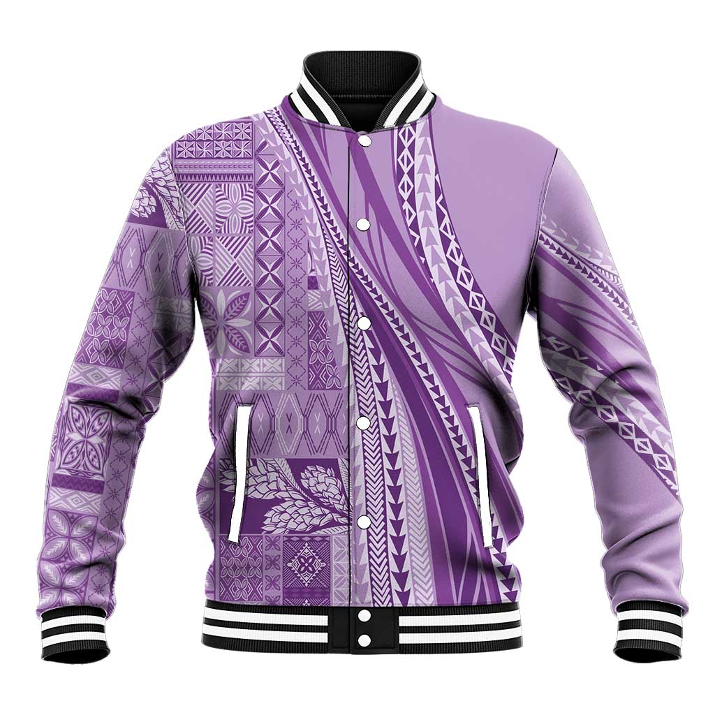 Pasifika Women's Day - Samoa Siapo Malu Tattoo Inspired Baseball Jacket Lavender