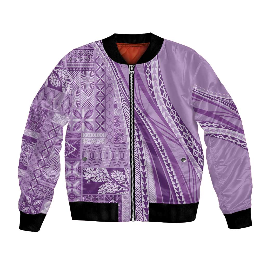 Pasifika Women's Day - Samoa Siapo Malu Tattoo Inspired Bomber Jacket Lavender