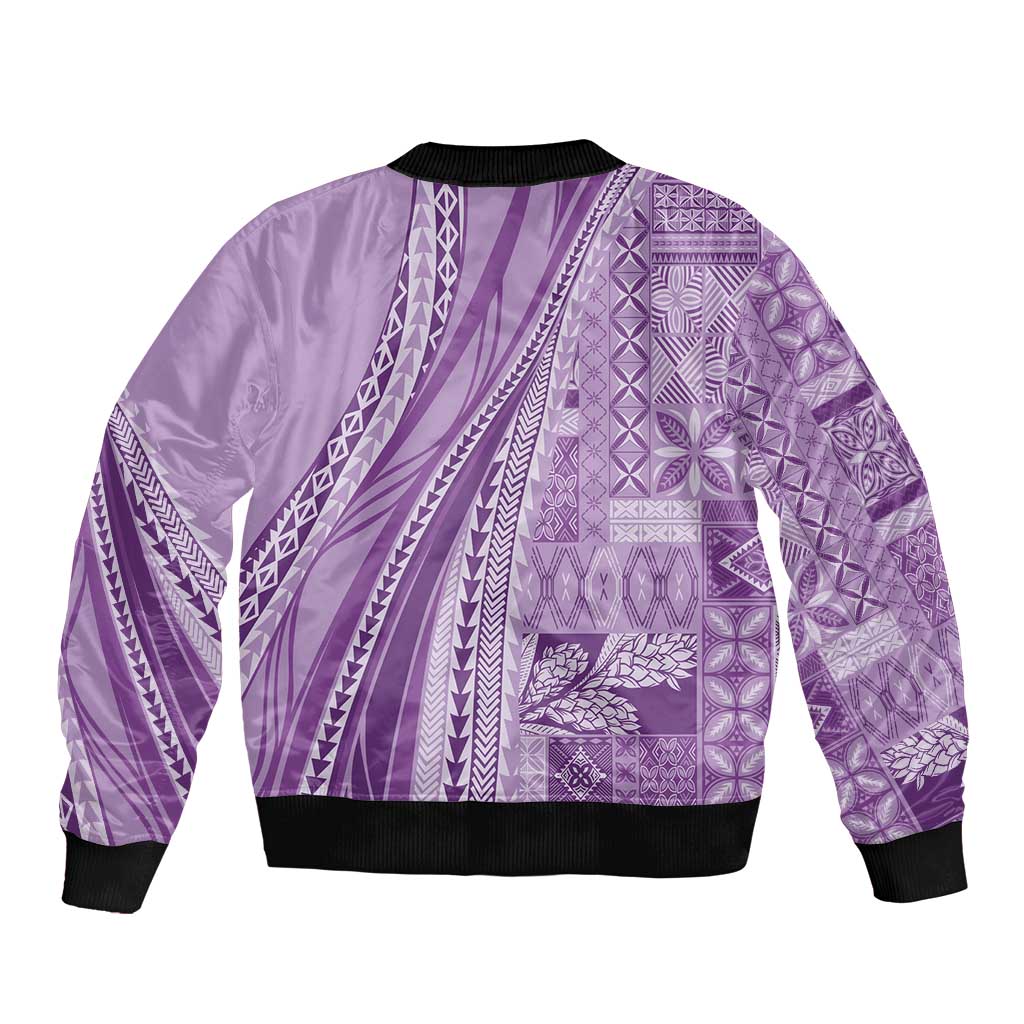 Pasifika Women's Day - Samoa Siapo Malu Tattoo Inspired Bomber Jacket Lavender