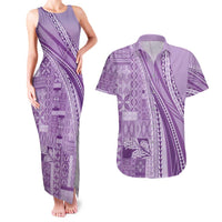 Pasifika Women's Day - Samoa Siapo Malu Tattoo Inspired Couples Matching Tank Maxi Dress and Hawaiian Shirt Lavender LT7 Lavender - Polynesian Pride