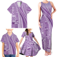 Pasifika Women's Day - Samoa Siapo Malu Tattoo Inspired Family Matching Tank Maxi Dress and Hawaiian Shirt Lavender LT7 - Polynesian Pride