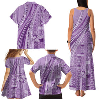 Pasifika Women's Day - Samoa Siapo Malu Tattoo Inspired Family Matching Tank Maxi Dress and Hawaiian Shirt Lavender LT7 - Polynesian Pride