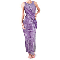 Pasifika Women's Day - Samoa Siapo Malu Tattoo Inspired Family Matching Tank Maxi Dress and Hawaiian Shirt Lavender LT7 Mom's Dress Lavender - Polynesian Pride