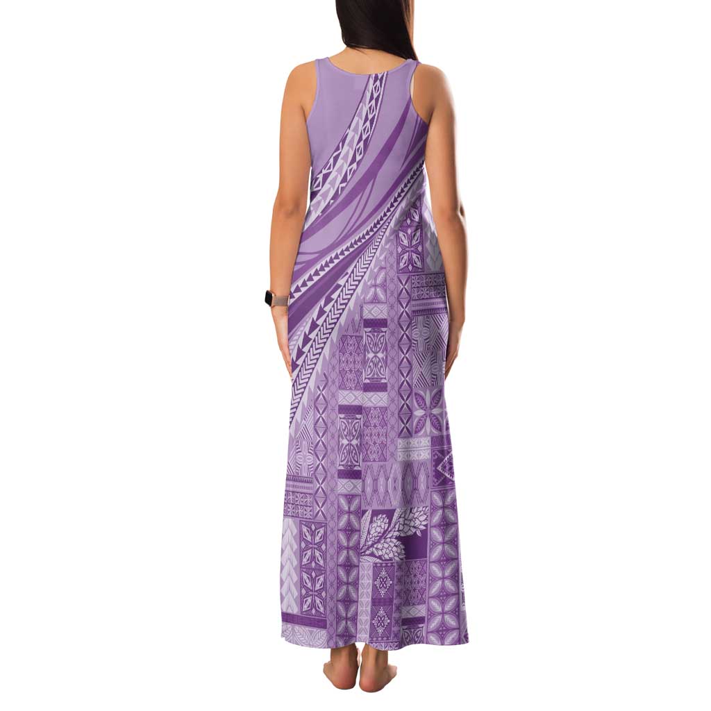 Pasifika Women's Day - Samoa Siapo Malu Tattoo Inspired Family Matching Tank Maxi Dress and Hawaiian Shirt Lavender LT7 - Polynesian Pride