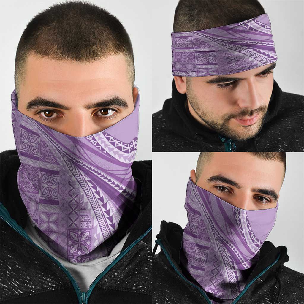 Pasifika Women's Day - Samoa Siapo Malu Tattoo Inspired Neck Gaiter Lavender LT7 - Polynesian Pride