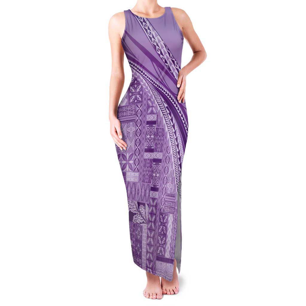 Pasifika Women's Day - Samoa Siapo Malu Tattoo Inspired Tank Maxi Dress Lavender LT7 Women Lavender - Polynesian Pride