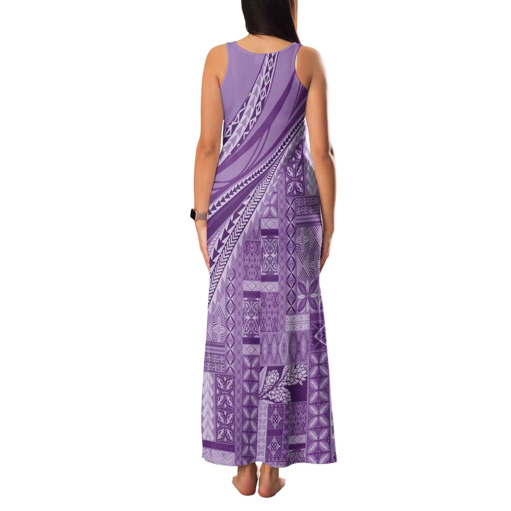 Pasifika Women's Day - Samoa Siapo Malu Tattoo Inspired Tank Maxi Dress Lavender LT7 - Polynesian Pride