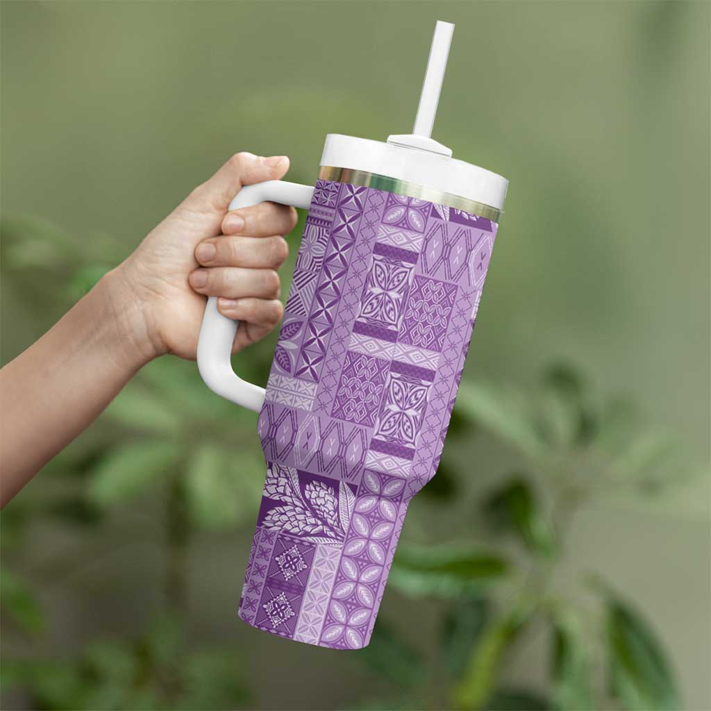 Pasifika Women's Day - Samoa Siapo Malu Tattoo Inspired Tumbler With Handle Lavender LT7 - Polynesian Pride