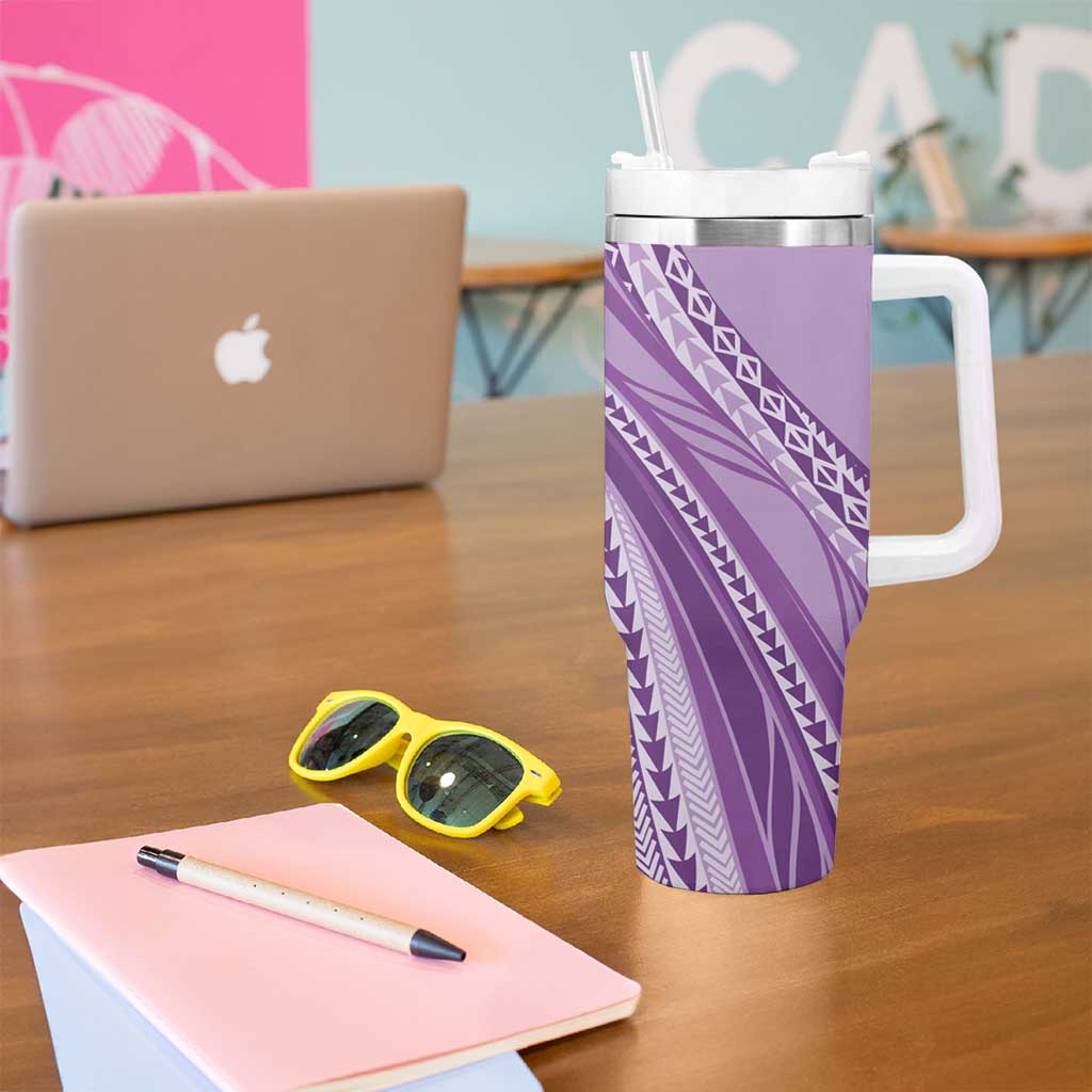 Pasifika Women's Day - Samoa Siapo Malu Tattoo Inspired Tumbler With Handle Lavender LT7 - Polynesian Pride
