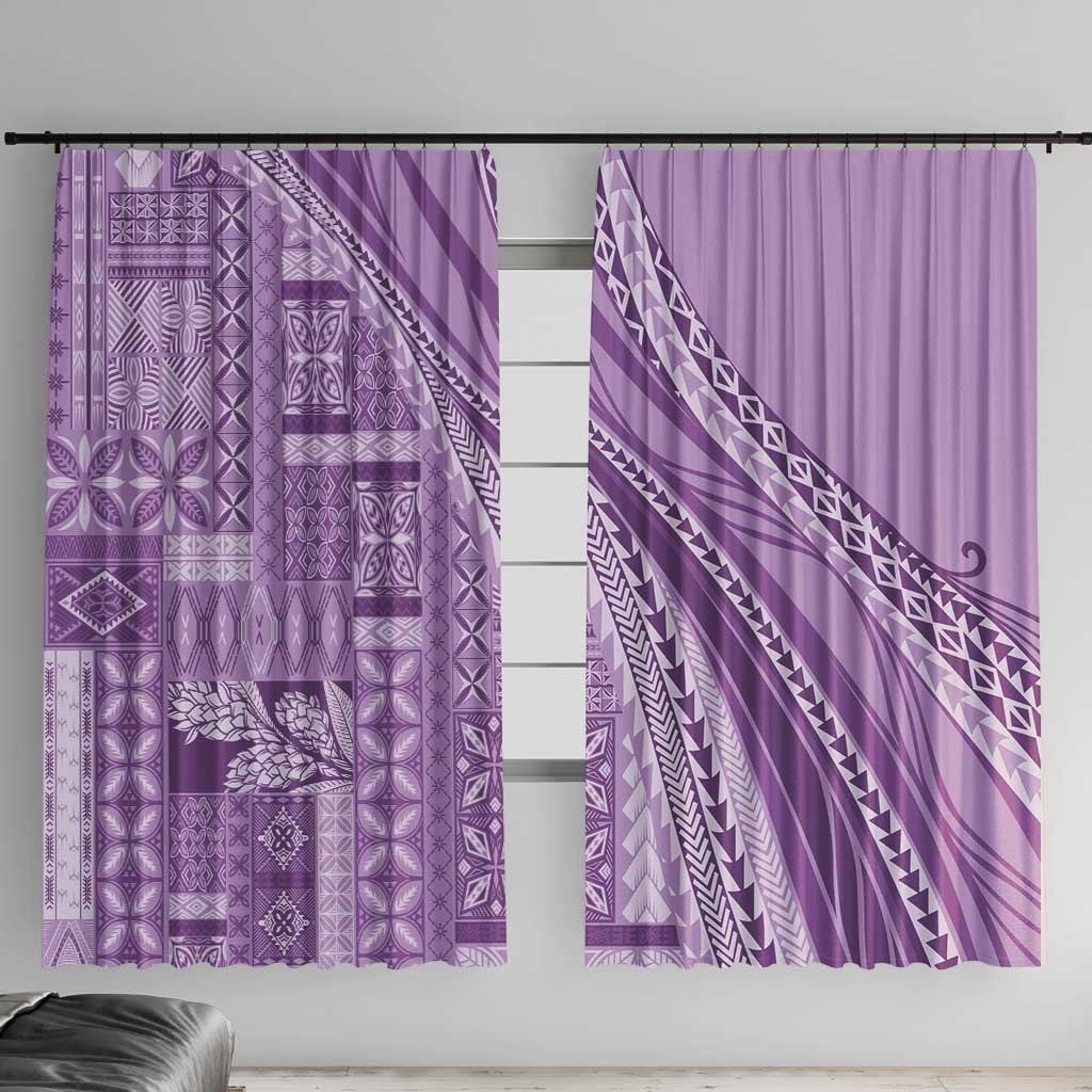 Pasifika Women's Day - Samoa Siapo Malu Tattoo Inspired Window Curtain Lavender
