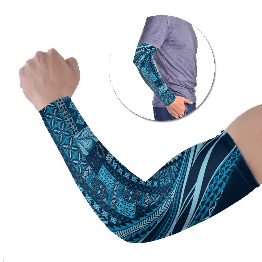 Pasifika Women's Day - Samoa Siapo Malu Tattoo Inspired Arm Sleeves Navy Blue