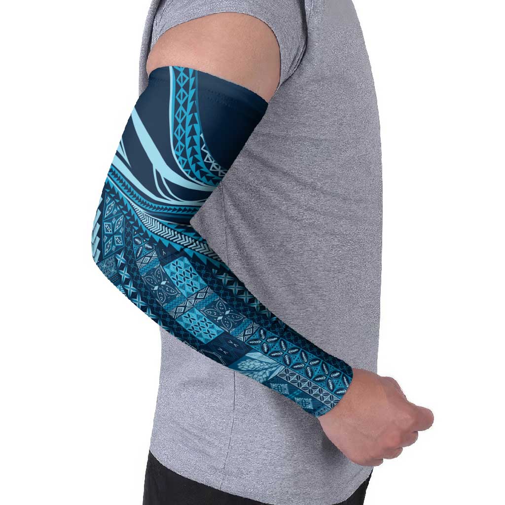 Pasifika Women's Day - Samoa Siapo Malu Tattoo Inspired Arm Sleeves Navy Blue LT7 - Polynesian Pride