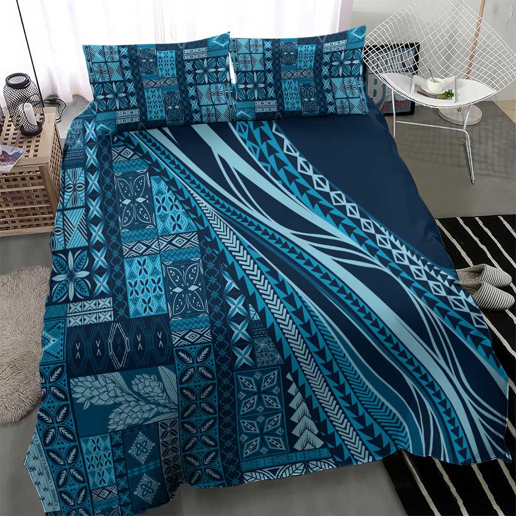 Pasifika Women's Day - Samoa Siapo Malu Tattoo Inspired Bedding Set Navy Blue LT7 - Polynesian Pride