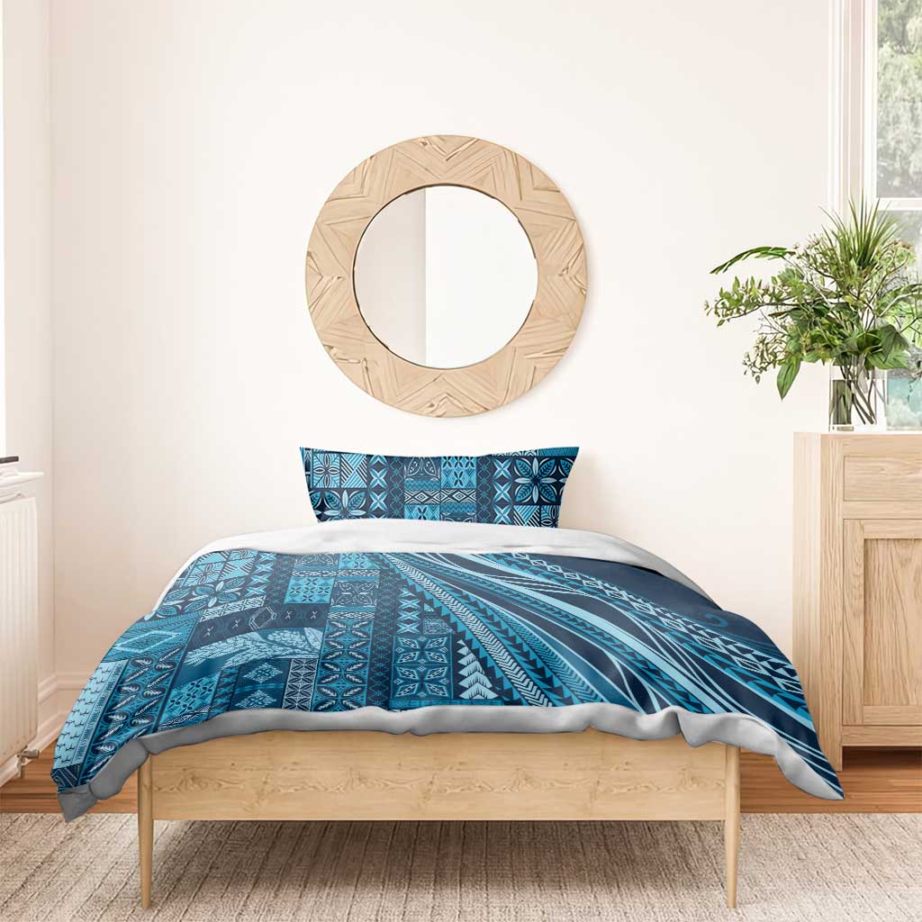 Pasifika Women's Day - Samoa Siapo Malu Tattoo Inspired Bedding Set Navy Blue LT7 - Polynesian Pride