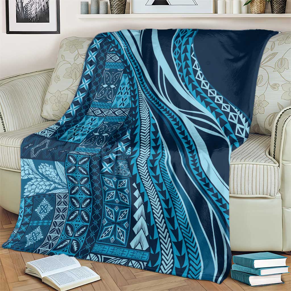Pasifika Women's Day - Samoa Siapo Malu Tattoo Inspired Blanket Navy Blue