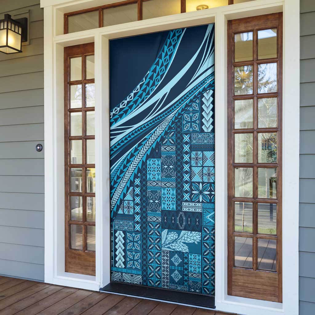 Pasifika Women's Day - Samoa Siapo Malu Tattoo Inspired Door Cover Navy Blue LT7 - Polynesian Pride