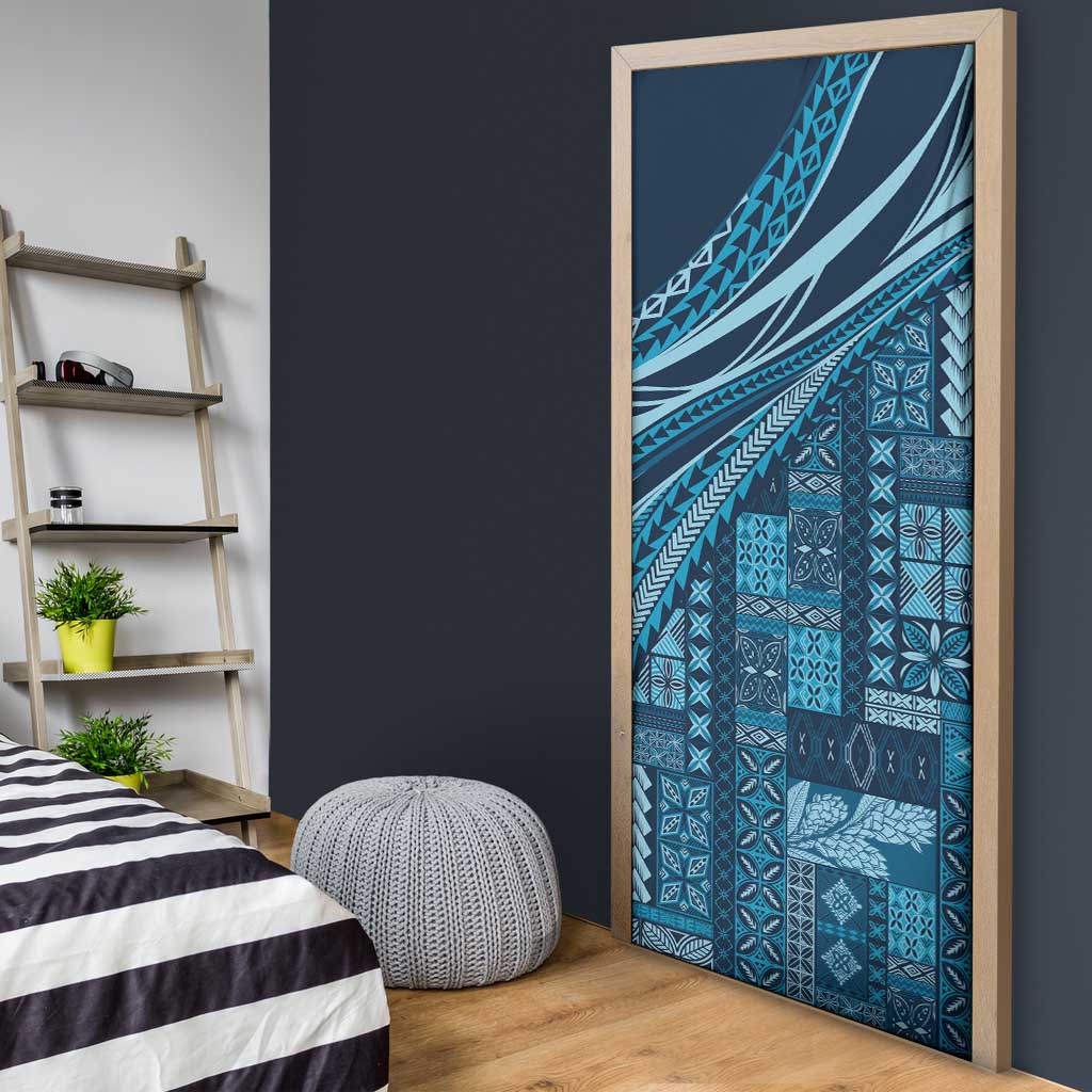 Pasifika Women's Day - Samoa Siapo Malu Tattoo Inspired Door Cover Navy Blue LT7 - Polynesian Pride