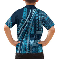 Pasifika Women's Day - Samoa Siapo Malu Tattoo Inspired Family Matching Long Sleeve Bodycon Dress and Hawaiian Shirt Navy Blue